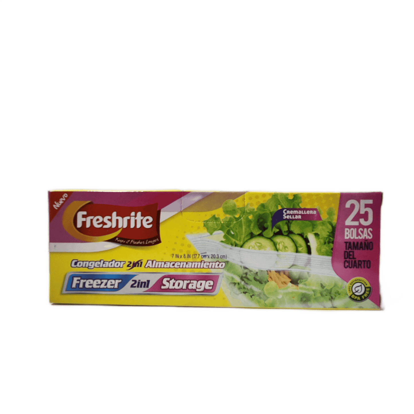 FRESHRITE 85599 QUART SIZE ZIPPER FREEZER BAGS 25CT/24PK (SKU#12603)
