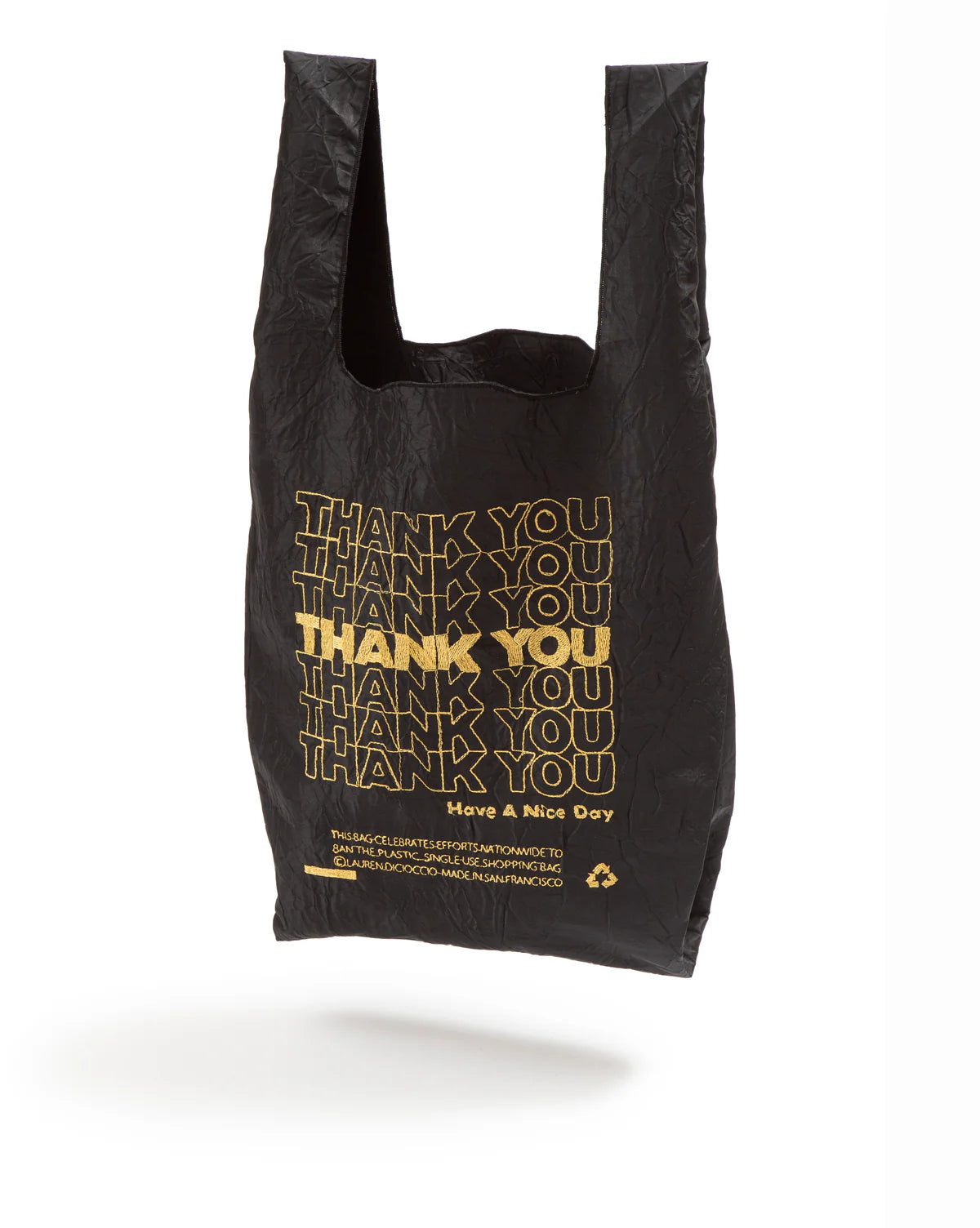 1/6 GOLD THANK YOU BLACK SHOPPING BAG 400CT