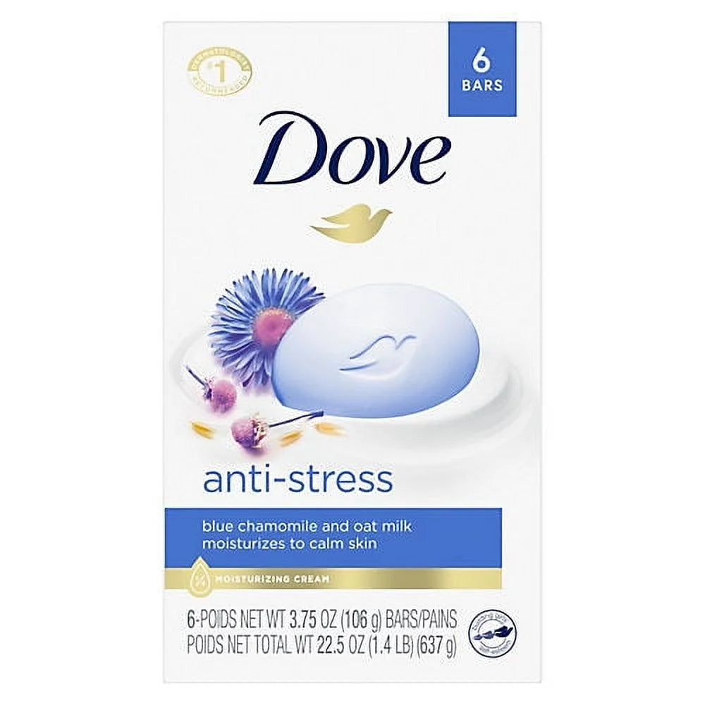 DOVE BAR SOAP 3.75oz ANTI STREES BLUE CHAMOMILE & OATMILK 12/6PK