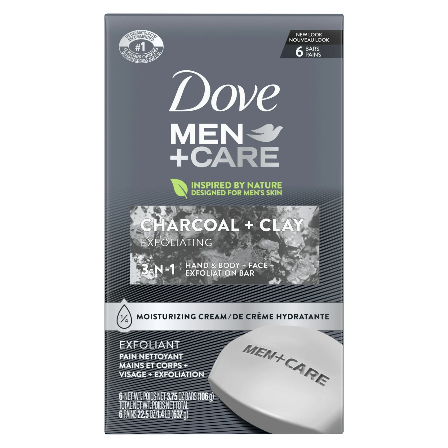 DOVE BAR SOAP MEN 3.75oz CHARCOAL CLAY 12/6PK