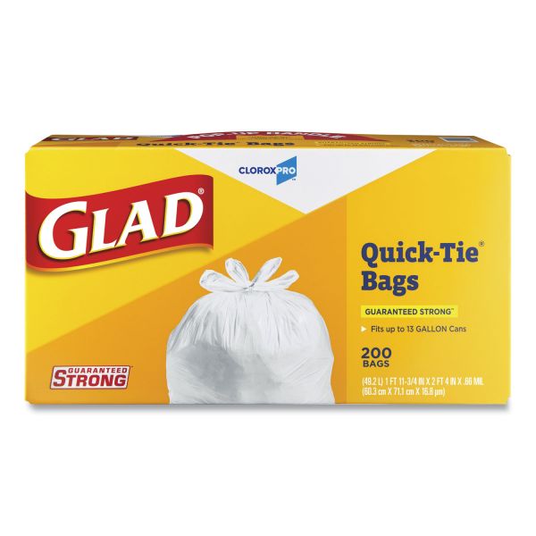 GLAD TALL KITCHEN QUICK TIE WHITE 13GAL 200Ct