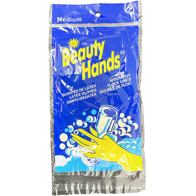 BEAUTY HANDS LATEX GLOVES MEDIUM 12PK