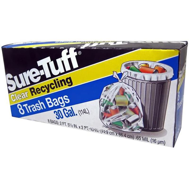 SURE TUFF CLEAR RECYCLING BAGS 30GAL 8CT/24PK