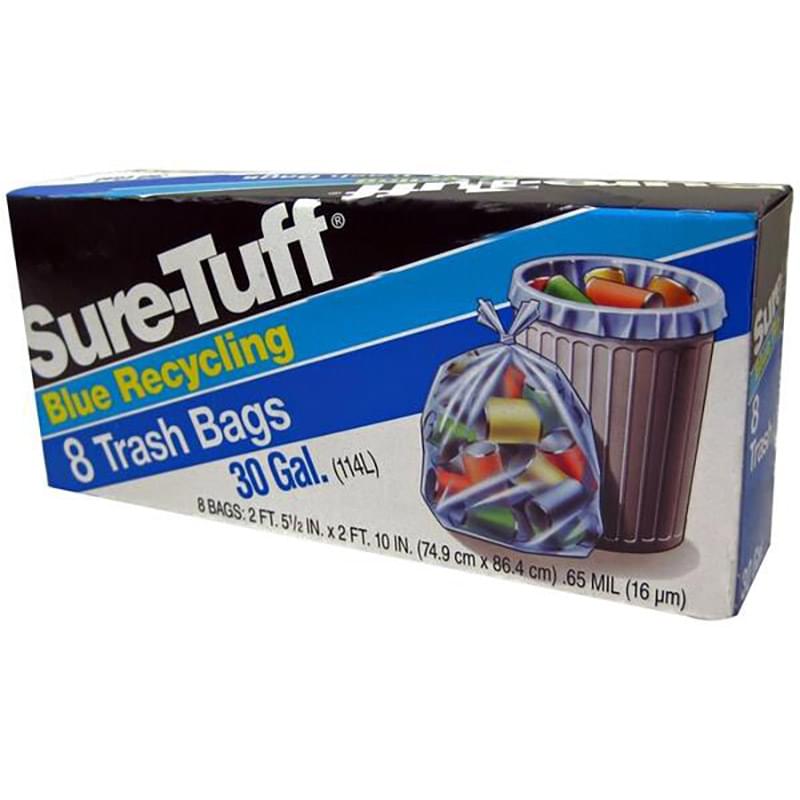 SURE TUFF BLUE RECYCLING BAGS 30GAL 8CT/24PK