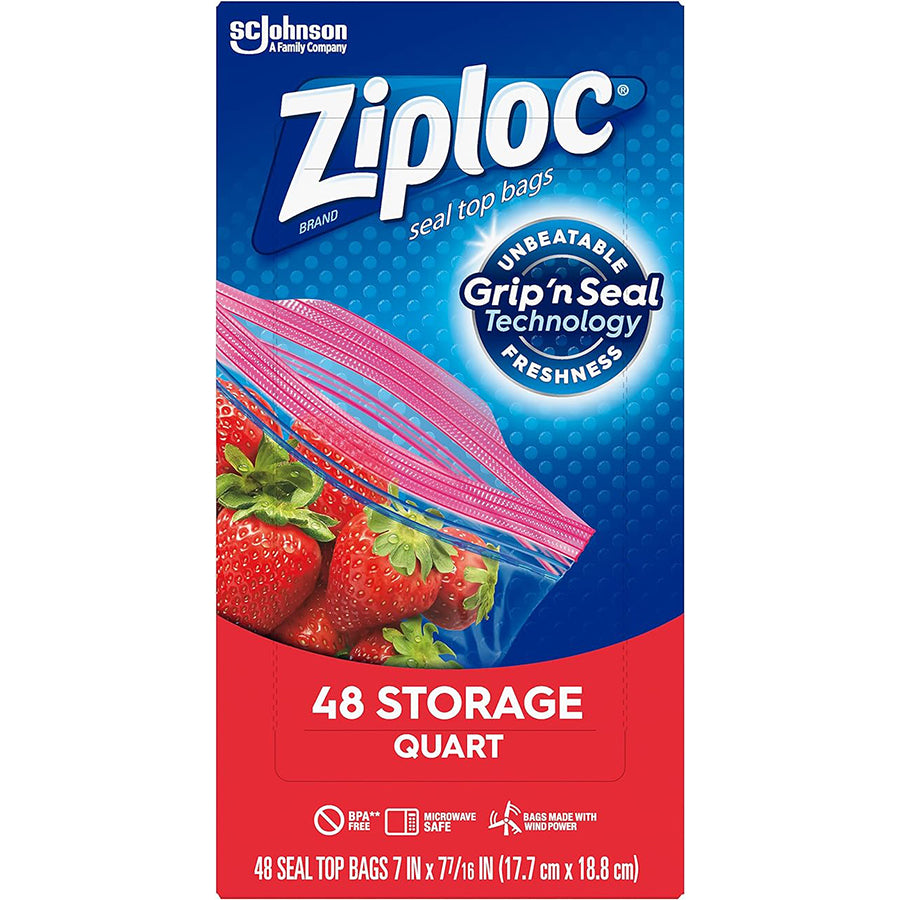 ZIPLOC STORAGE BAG QUART 9/48CT