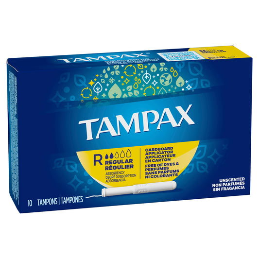 TAMPAX TAMPONS REGULAR UNSCENTED 10CT