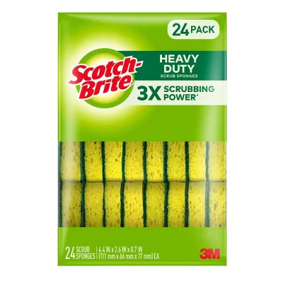 3M SCOTCH BRITE HEAVY DUTY 3X SCRUBBING POWER 24CT