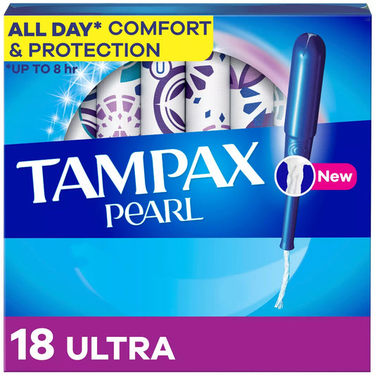 TAMPAX PEARL TAMPONS LIGHT ABSORBENCY W- LEAKGUARD BRAID UNSCENTED 18CT