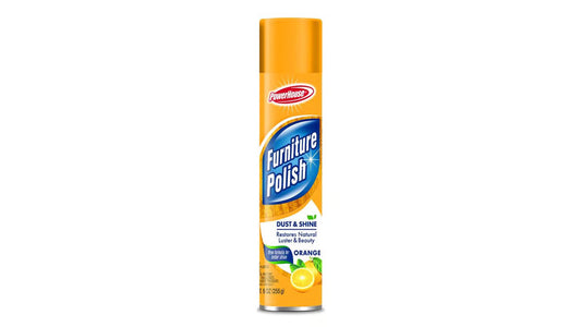 POWER HOUSE AEROSOL CLEANER FURNITURE POLISH ORANGE 12/9oz