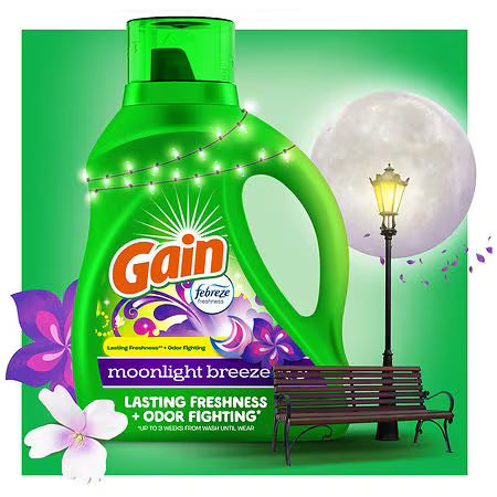 GAIN LIQUID LAUNDRY DETERGENT MOONLIGHT BREEZE 4/92oz