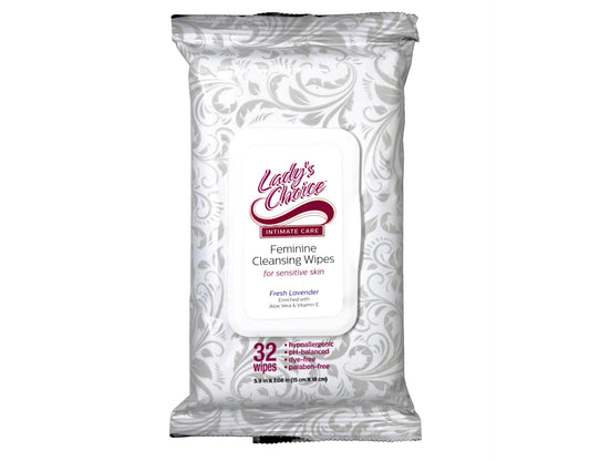 LADY'S CHOICE FEMININE CLEANSING WIPES FRESH LAVENDER 32CT/24PK