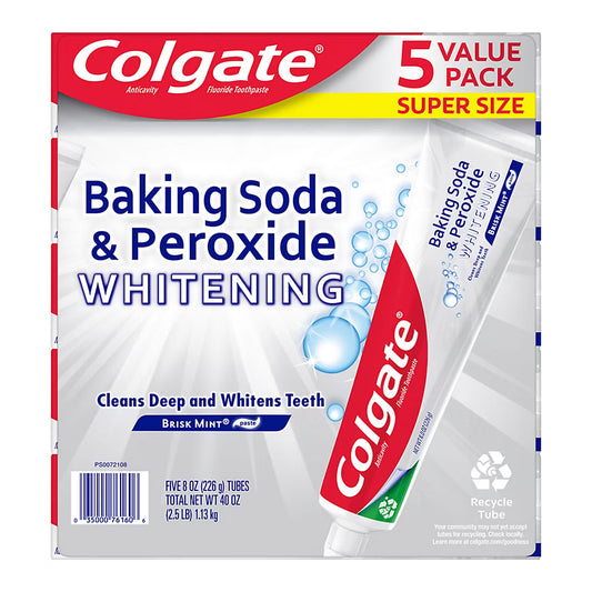 COLGATE BAKING SODA PEROXIDE WHITENING TOOTHPASTE 5PK-40/8oz