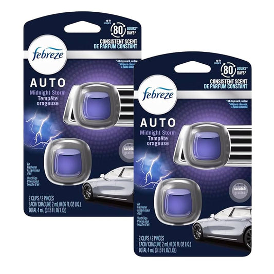 FEBREZE CAR AIR FRESHENER VENT CLIP MIDNIGHT STORM 8/0.06oz
