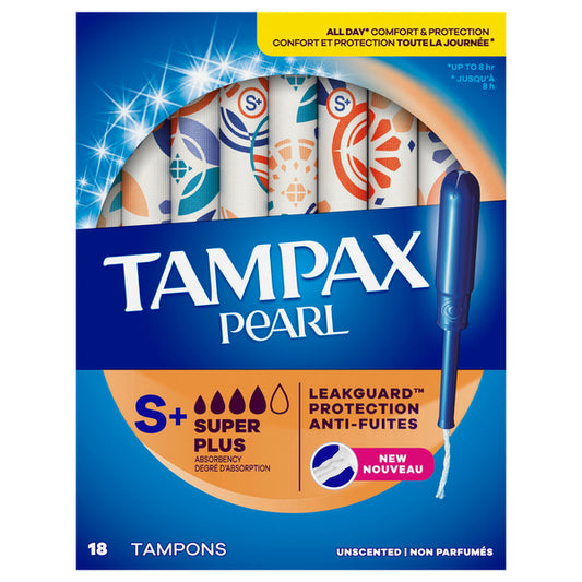 TAMPAX PEARL TAMPONS SUPER PLUS UNSCENTED 18CT