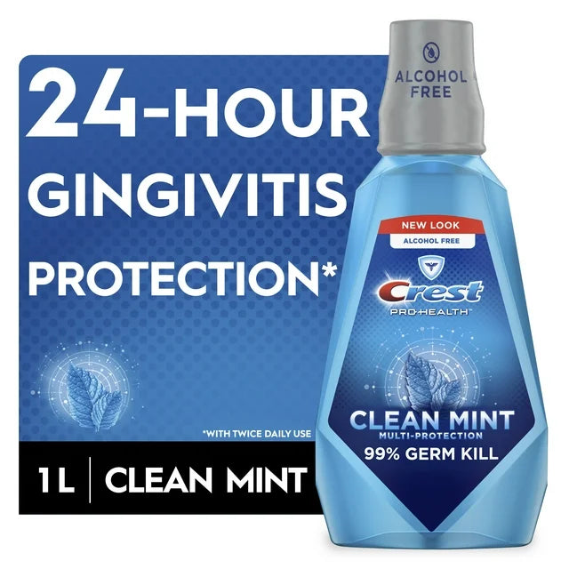 CREST MOUTHWASH CLEAN MINT ALCOHOL FREE 9PK/1L
