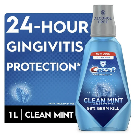 CREST MOUTHWASH CLEAN MINT ALCOHOL FREE 9PK/1L