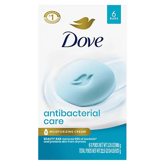 DOVE BAR SOAP 3.75oz ANTIBACTERIAL CARE 12/6PK