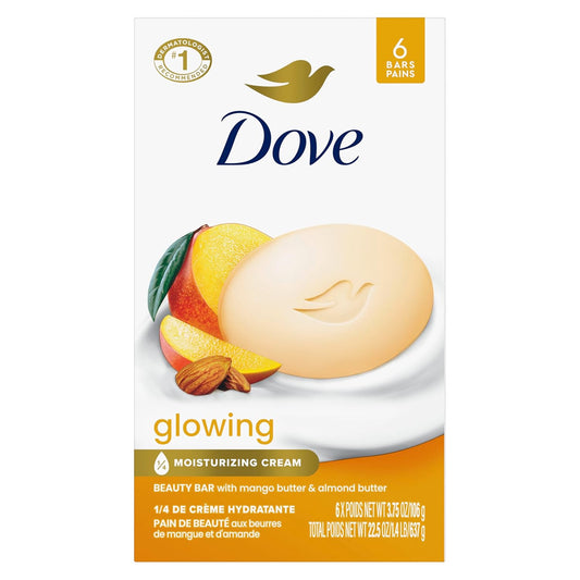 DOVE BAR SOAP 3.75oz GLOWING MANGO BUTTER & ALMOMD BUTTER 12/6PK