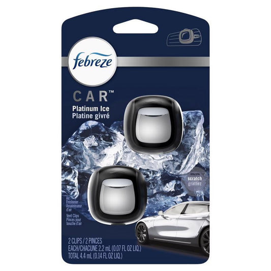 FEBREZE CAR AIR FRESHENER VENT CLIP PLATINUM ICE 8/0.07oz
