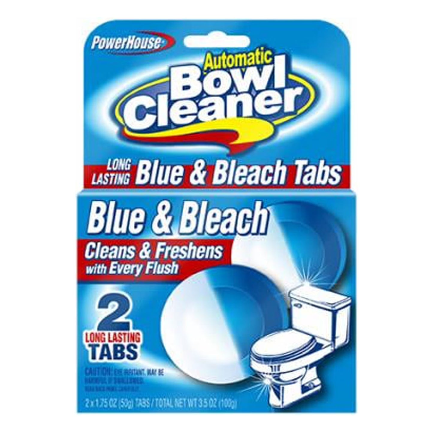 POWERHOUSE TOILET BOWL BLUE & BLEACH TAB 2CT/12PK