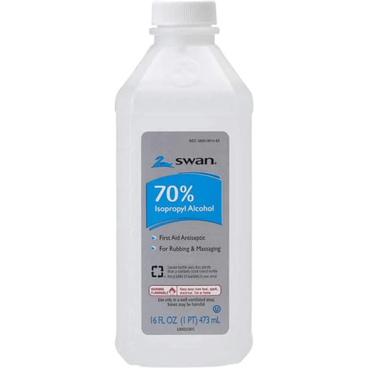 SWAN RUBBING ALCOHOL 70% 12/16 oz