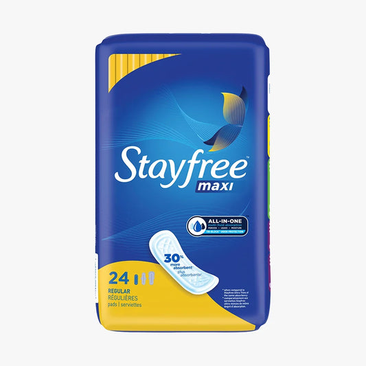 STAYFREE MAXI PADS W/O WINGS UNSCENTED 24CT