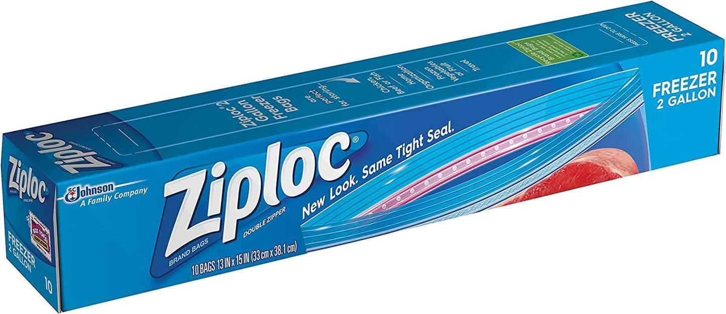 ZIPLOC FREEZER BAG 2 GAL JUMBO 9/10CT