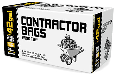HEAVY DUTY CONTRACTOR BAGS 42GAL 20CT