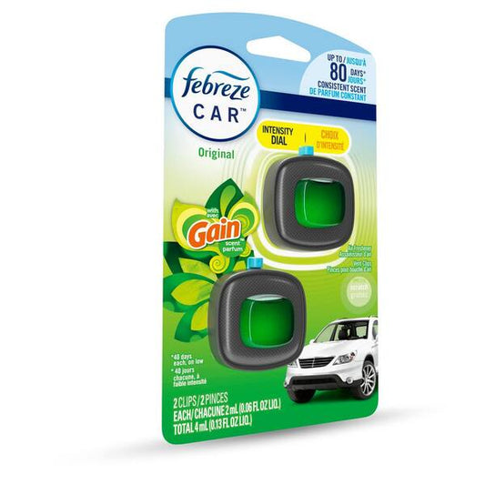 FEBREZE CAR AIR FRESHENER VENT CLIP GAIN ORIGINAL 8/0.06oz