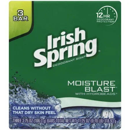 IRISH SPRING BAR SOAP 3PK MOISTURE BLAST 18/3.75oz