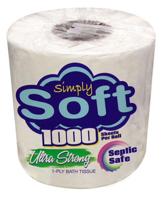 SIMPLY SOFT BATH TISSUE 1000 SHEET 1 PLY